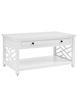 36" Middlebury Wood Coffee Table With Drawer White - Alaterre Furniture