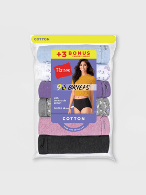 Hanes Women's Cotton 6+3pk Free Briefs - Assorted