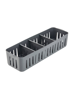 Simplify Slim Stackable Organizer Bin With Adjustable Dividers Gray