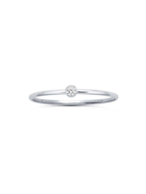 2mm Clear Cz Solitaire Sterling Silver Ring