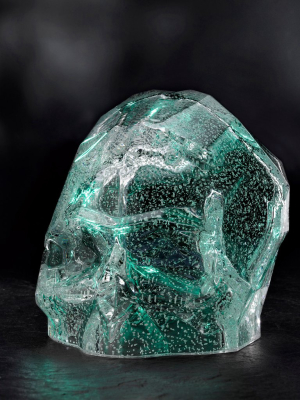 Memento Mori Faceted Skull Luminous Green Large