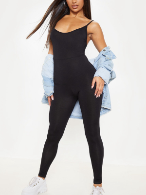 Khlara Black Jersey Low Back Jumpsuit