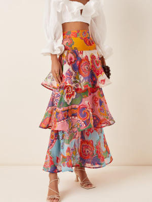 The Lovestruck Belted Cotton-blend Maxi Skirt