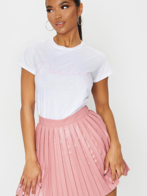 White Darling Printed Fitted T Shirt