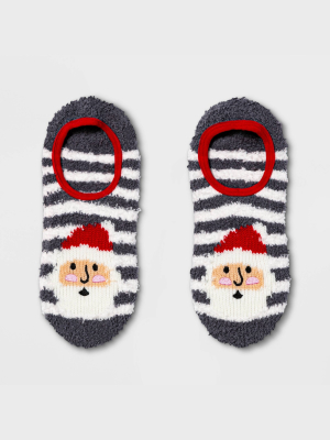 Women's Santa Holiday Cozy Pull-on Socks With Grippers - Wondershop™ Gray 4-10