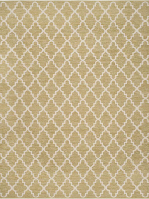 Montauk Quatrefoil Green/ivory Area Rug