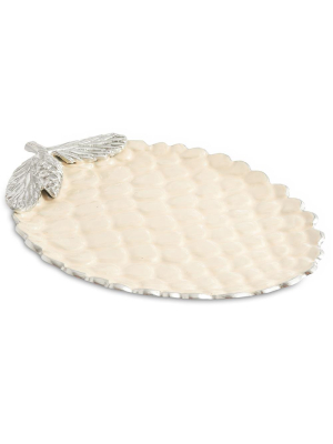 Julia Knight Pine Cone 13" Platter In Snow