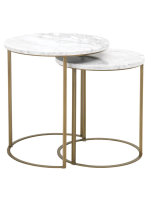 Blu Home Carrera Round Nesting Accent Table - Gold