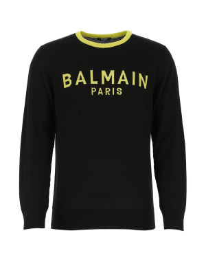 Balmain Logo Intarsia Knit Sweater