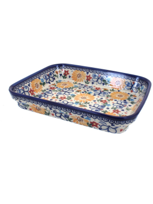 Blue Rose Polish Pottery Butterfly Medium Rectangular Baker