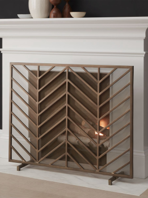 Chevron Brass Fireplace Screen