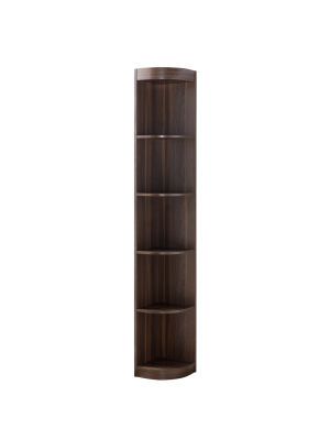 77" Pella Contemporary Corner Display Shelf Dark Walnut - Iohomes