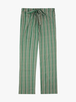 Men's Pencil Stripe Classic Cotton Pyjama Bottoms Green