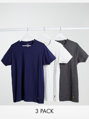 Lyle & Scott 3-pack Crew Lounge T-shirts In White, Charcoal, And Navy