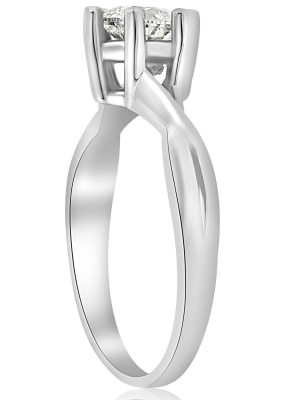 Pompeii3 3/4 Ct Twist Solitaire Diamond Engagement Ring 14k White Gold