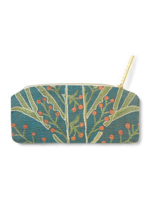 Teal Vines Suzani - Slim Zip Pouch