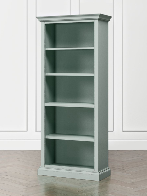 Cameo Blue Grey Open Bookcase With Full Crown