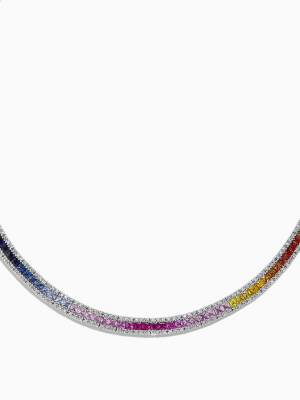 Effy Watercolors 14k White Gold Multi Sapphire & Diamond Necklace, 11.31 Tcw