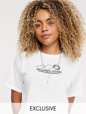 Reclaimed Vintage Inspired Crop T-shirt With Scenic Logo In White