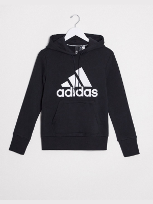 Adidas Training Logo Hoodie In Black