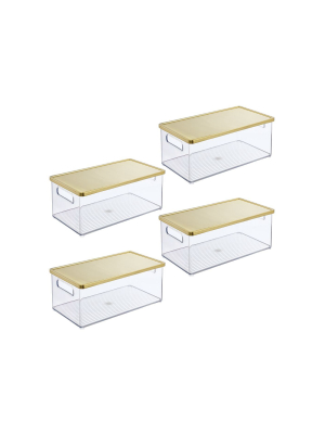 Mdesign Storage Bin With Handles, Lid For Bathroom, Vanity - 4 Pack