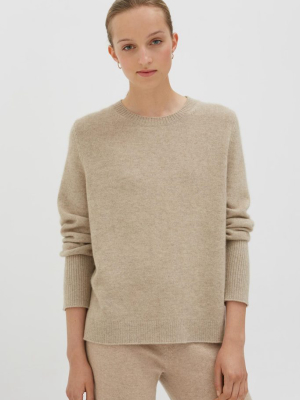 Oatmeal Cashmere Boxy Sweater