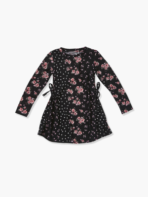 Girls Rose Print Self-tie Dress (kids)