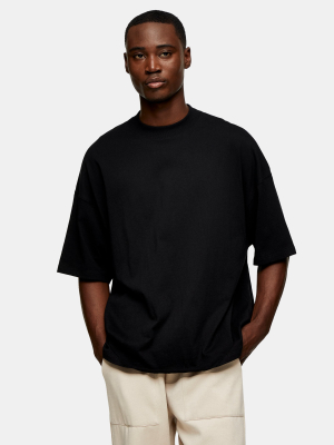 Black Oversized Turtle Neck T-shirt