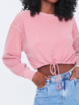 Boxy Self-tie Drawstring Sweatshirt