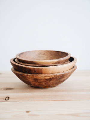 Connected Goods Hand Carved Olive Wood Serving Bowl