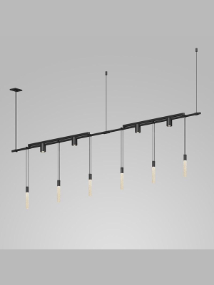 Suspenders Linear One Tier Multi Light Pendant Light With Crystal Rods And Cylinder Reflector Luminaires