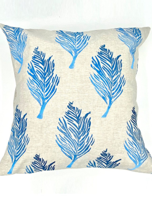 Block-printed Linen Pillow In Feather Ombré