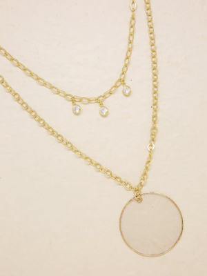 Darling Coin Shell & 18kt Gold Plated Layered Necklace