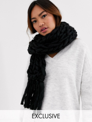 My Accessories London Exclusive Black Super Chunky Knit Scarf