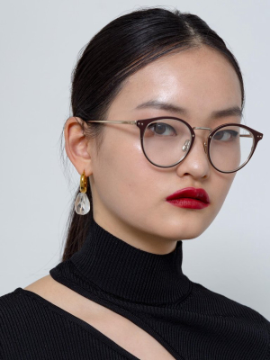 The Cooper | Oval Optical Frame In Brown And Light Gold (c6)