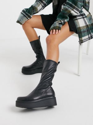 Vagabond Tara Flatform Calf Boot In Black