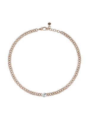 Pave Mini Link Choker - Round Diamond