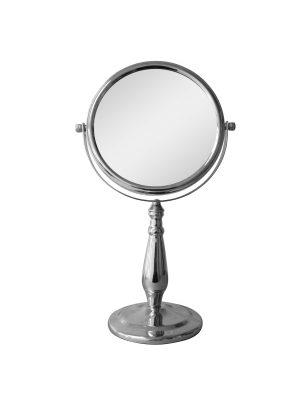 Freestanding Bath Magnifying Makeup Mirror Light Silver 13.5" - Elegant Home Fashions