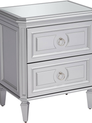 55 Downing Street Aurora 26" Wide 2-drawer Mirrored And Silver Side Table