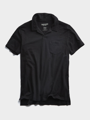 Made In L.a. Homespun Slub Montauk Polo In Black