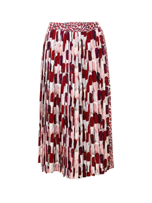 Prada Pleated Lipstick Print Skirt