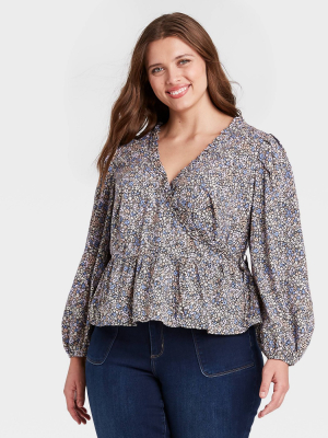 Women's Balloon Long Sleeve Wrap Top - Universal Thread™