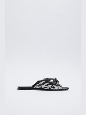 Metallic Sandals With Knot