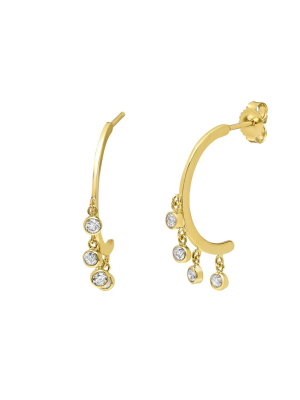 Mini Diamond Bezel Dangle Half Hoops