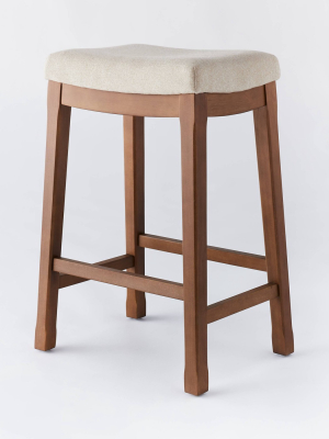 Candor Wood And Upholstered Saddle Counter Height Barstool - Threshold™