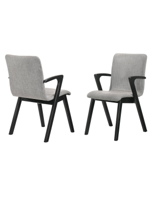 Set Of 2 Varde Mid-century Upholstered Dining Chairs Black - Armen Living