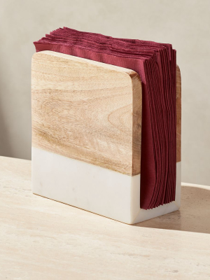 Wood And Marble Napkin Holder