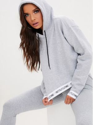 Prettylittlething Grey Trim Cropped Hoodie