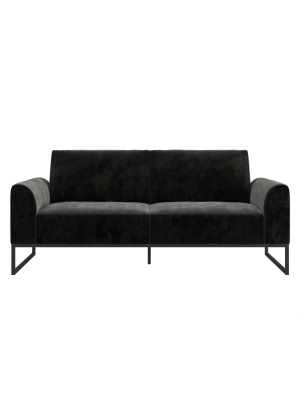 Adley Velvet Fabric Coil Futon With Metal Base - Cosmoliving By Cosmopolitan