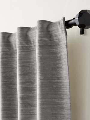 Laras Grey Velvet Curtain Panel